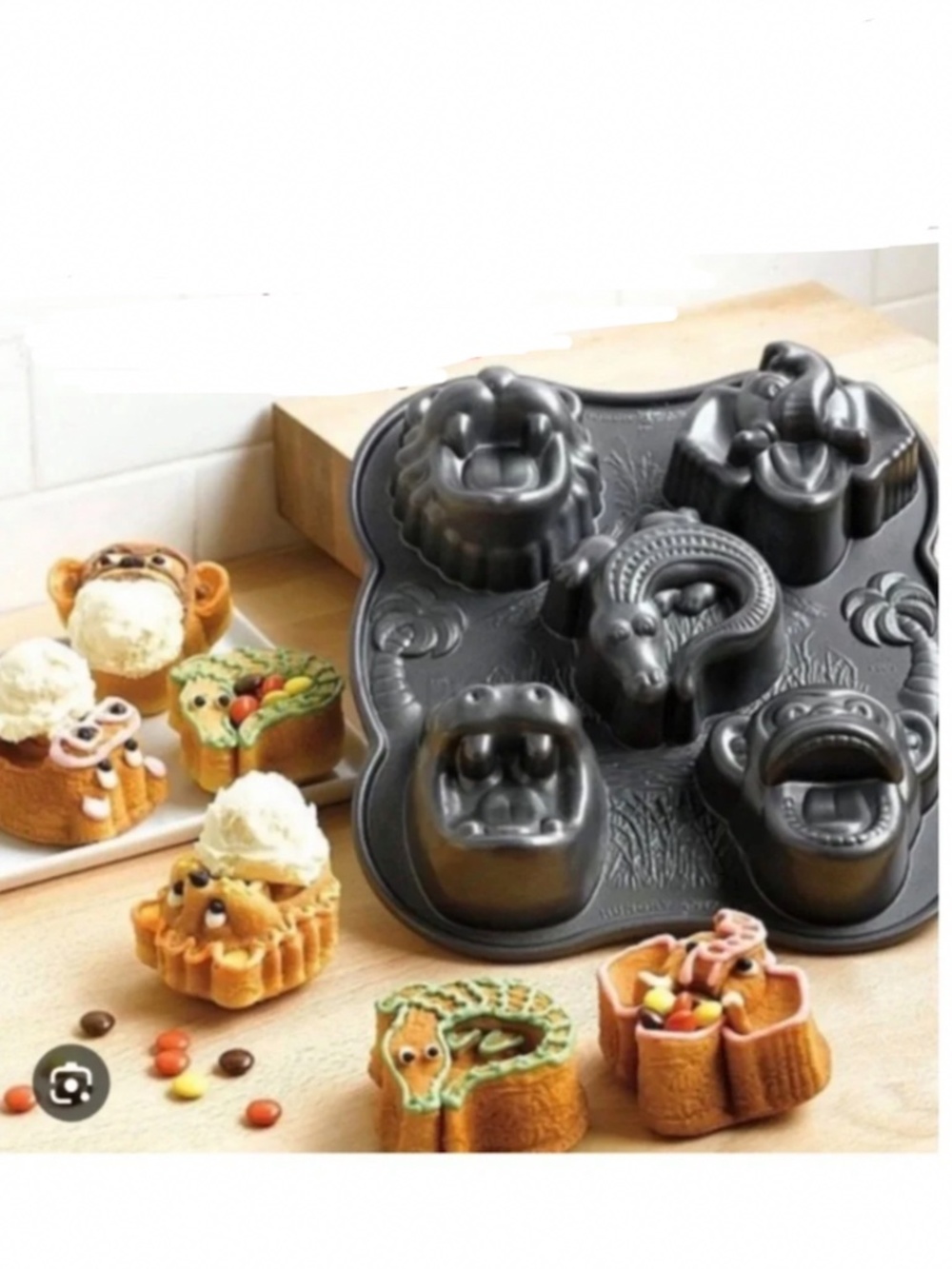New Nordic Ware Platinum Non-stick Hungry Animals Jungle Cake & Ice Cream